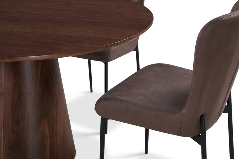 Siena Matgrupp runt 110 cm Valnöt med 4 Elsie Matstolar - Valnöt/Brun - Products - Möbler - Bord & matgrupp - Matgrupp