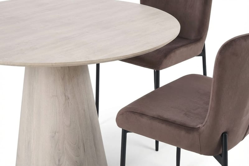 Siena Matgrupp runt 110 cm Vitlaserad med 4 Elsie Matstolar - Vitlaserad/Brun - Products - Möbler - Bord & matgrupp - Matgrupp