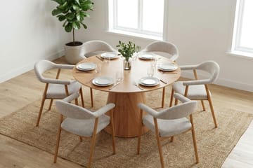 Siena Matgrupp runt 130 cm Ek med 4 Ronja Matstolar - Ek - Products - Möbler - Bord & matgrupp - Matgrupp