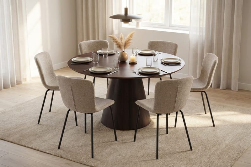 Siena Matgrupp runt 130 cm Rökt Ek med 6 Katy Matstolar - Rökt ek - Products - Möbler - Bord & matgrupp - Matgrupp