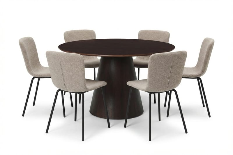 Siena Matgrupp runt 130 cm Rökt Ek med 6 Katy Matstolar - Rökt ek - Products - Möbler - Bord & matgrupp - Matgrupp