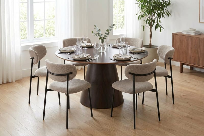 Siena Matgrupp runt 130 cm Rökt Ek med 6 Lucy Matstolar - Rökt Ek - Products - Möbler - Bord & matgrupp - Matgrupp