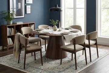 Siena Matgrupp runt 130 cm Valnöt med 6 Nala Matstolar - Valnöt - Products - Möbler - Bord & matgrupp - Matgrupp