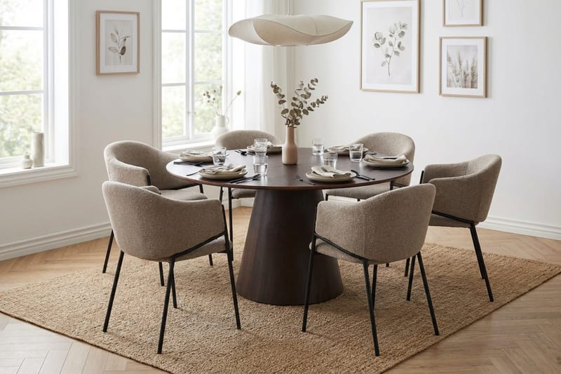 Siena Matgrupp runt 150 cm Rökt Ek med 6 Filip Matstolar - Rökt ek - Products - Möbler - Bord & matgrupp - Matgrupp