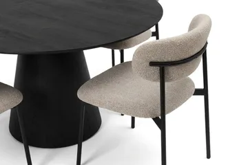 Siena Matgrupp runt 150 cm Svart med 6 Lucy Matstolar - Svart - Products - Möbler - Bord & matgrupp - Matgrupp