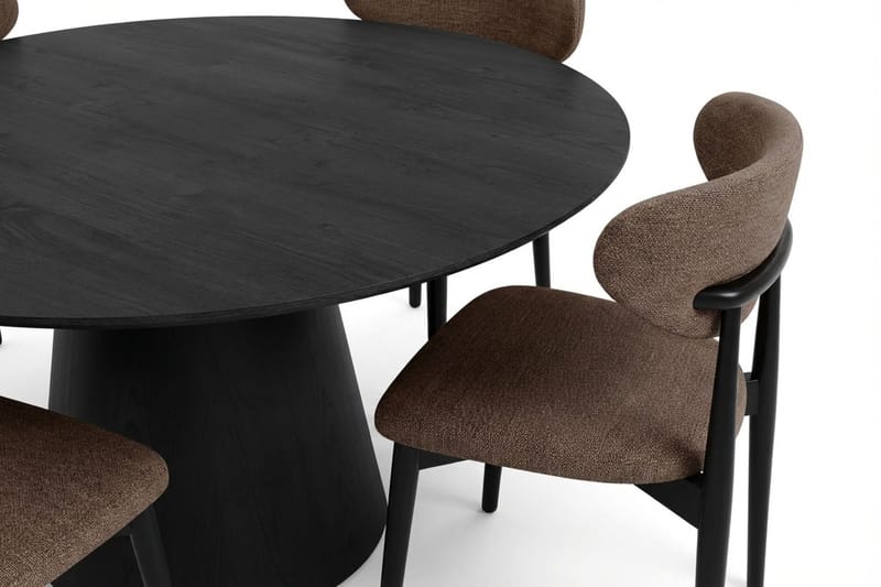 Siena Matgrupp runt 150 cm Svart med 6 Molly Matstolar - Svart - Products - Möbler - Bord & matgrupp - Matgrupp