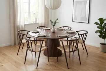 Siena Matgrupp runt 150 cm Valnöt med 6 Winston Matstolar - Valnöt - Products - Möbler - Bord & matgrupp - Matgrupp