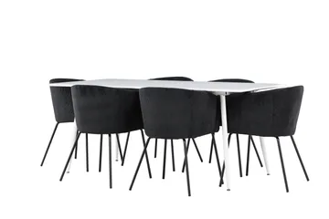 Silar Matgrupp 180 cm Rektangulär med 6 Berit stolar - Vit/Svart - Products - Möbler - Bord & matgrupp - Matgrupp