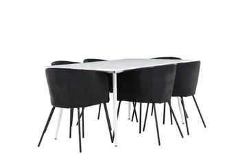 Silar Matgrupp 180 cm Rektangulär med 6 Berit stolar - Vit/Svart - Products - Möbler - Bord & matgrupp - Matgrupp