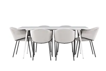 Silar Matgrupp 180 cm Rektangulär med 6 Evelina stolar - Vit/Grå - Products - Möbler - Bord & matgrupp - Matgrupp