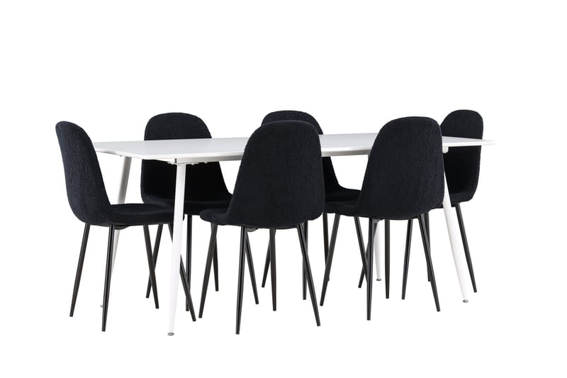Silar Matgrupp 180 cm Rektangulär med 6 Polar stolar - Vit/Svart - Products - Möbler - Bord & matgrupp - Matgrupp