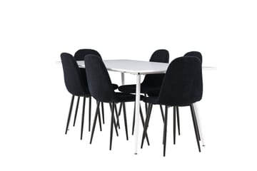 Silar Matgrupp 180 cm Rektangulär med 6 Polar stolar - Vit/Svart - Products - Möbler - Bord & matgrupp - Matgrupp