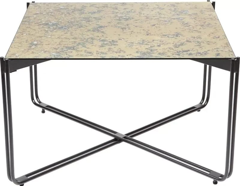 Soffbord 75x75 cm, Antik mässing spegelglas