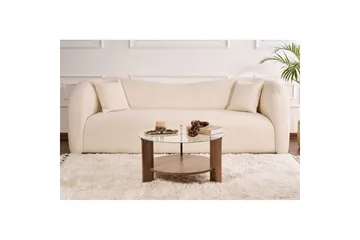 Soffbord Clara 75 cm med Glasskiva - Valnöt / Transparent - Products - Möbler - Bord & matgrupp - Soffbord