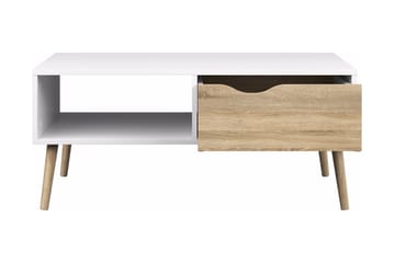 Delta Soffbord 99 cm med Förvaring Låda + Hylla - Vit/Ekfärg - Products - Möbler - Bord & matgrupp - Soffbord - Soffbord med förvaring