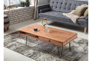 Langner Soffbord 60 cm med Förvaring 2 Lådor + Hyllor - Akacia/Svart - Products - Möbler - Bord & matgrupp - Soffbord - Soffbord med förvaring