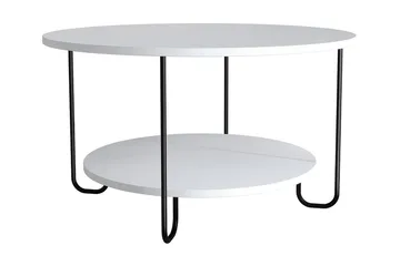 Ullavi Soffbord 80 cm Runt med Förvaring Hylla - Vit/Svart - Products - Möbler - Bord & matgrupp - Soffbord - Soffbord med förvaring