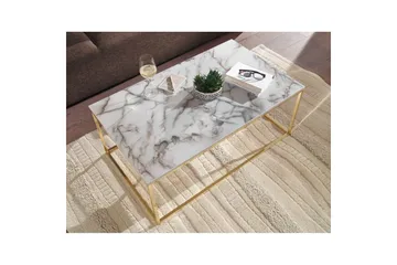 Soffbord Wohnling marmorutseende, rektangulär elegant, modern stil Guld, Marmorvit - Guld, Marmorvit - Products - Möbler - Bord & matgrupp - Soffbord