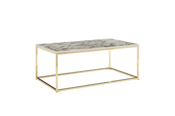Soffbord Wohnling marmorutseende, rektangulär elegant, modern stil Guld, Marmorvit - Guld, Marmorvit - Products - Möbler - Bord & matgrupp - Soffbord