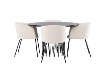 Stone Matgrupp 120 cm Rund med 4 Berit stolar - Beige - Products - Möbler - Bord & matgrupp - Matgrupp