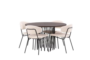 Stone Matgrupp 120 cm Rund med 4 Chico Stolar - Svart - Products - Möbler - Bord & matgrupp - Matgrupp