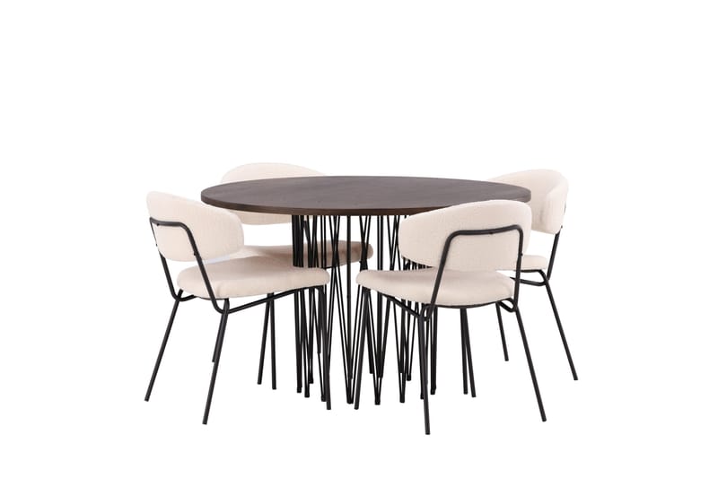 Stone Matgrupp 120 cm Rund med 4 Chico Stolar - Svart - Products - Möbler - Bord & matgrupp - Matgrupp