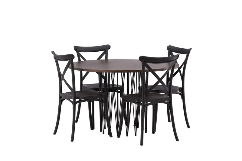 Stone Matgrupp 120 cm Rund med 4 Crosett stolar - Svart - Products - Möbler - Bord & matgrupp - Matgrupp