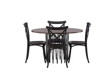 Stone Matgrupp 120 cm Rund med 4 Crosett stolar - Svart - Products - Möbler - Bord & matgrupp - Matgrupp