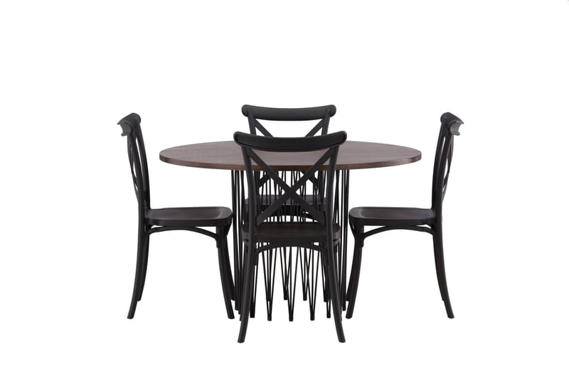 Stone Matgrupp 120 cm Rund med 4 Crosett stolar - Svart - Products - Möbler - Bord & matgrupp - Matgrupp