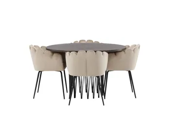 Stone Matgrupp 120 cm Rund med 4 Limhamn stolar - Beige - Products - Möbler - Bord & matgrupp - Matgrupp