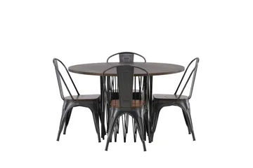 Stone Matgrupp 120 cm Rund med 4 Tempe stolar - Mocca - Products - Möbler - Bord & matgrupp - Matgrupp