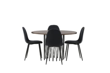 Stone Matgrupp 120 cm Rund med 4 Polar stolar - Svart - Products - Möbler - Bord & matgrupp - Matgrupp