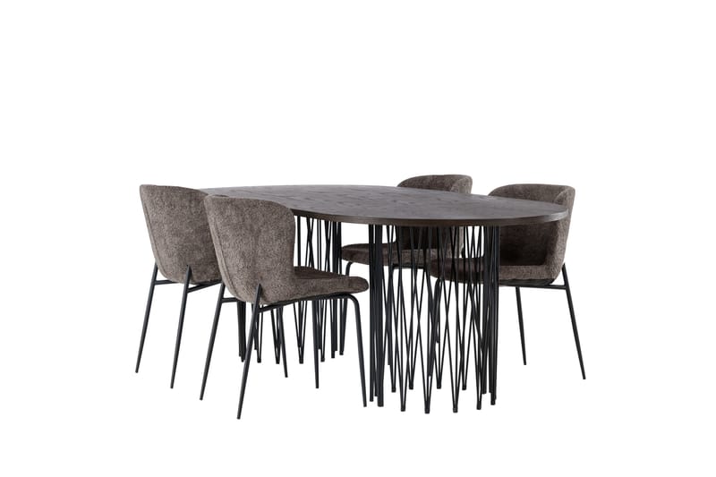 Stone Matgrupp 220 cm Oval med 4 Modesto stolar - Mörkgrå - Products - Möbler - Bord & matgrupp - Matgrupp