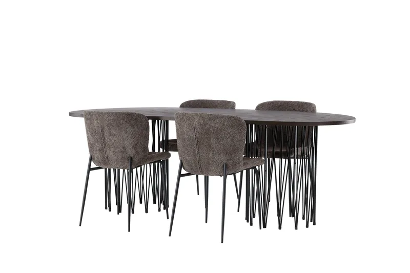 Stone Matgrupp 220 cm Oval med 4 Modesto stolar - Mörkgrå - Products - Möbler - Bord & matgrupp - Matgrupp