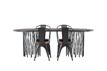 Stone Matgrupp 220 cm Oval med 4 Tempe stolar - Mocca - Products - Möbler - Bord & matgrupp - Matgrupp