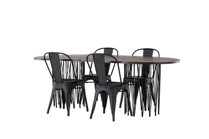 Stone Matgrupp 220 cm Oval med 4 Tempe Stolar - Svart - Products - Möbler - Bord & matgrupp - Matgrupp