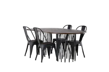 Stone Matgrupp 220 cm Oval med 4 Tempe Stolar - Svart - Products - Möbler - Bord & matgrupp - Matgrupp