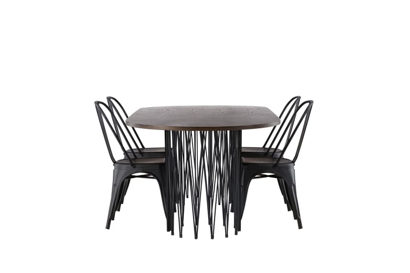 Stone Matgrupp 220 cm Oval med 4 Tempe Stolar - Svart - Products - Möbler - Bord & matgrupp - Matgrupp