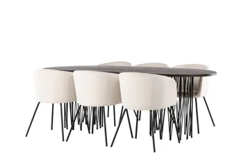 Stone Matgrupp 220 cm Rektangulär med 6 Berit stolar - Beige - Products - Möbler - Bord & matgrupp - Matgrupp