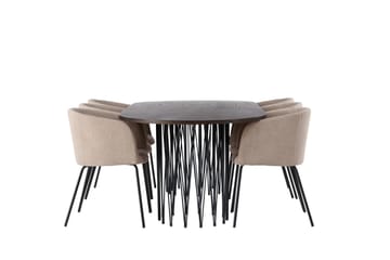 Stone Matgrupp 220 cm Rektangulär med 6 Berit stolar - Beige - Products - Möbler - Bord & matgrupp - Matgrupp