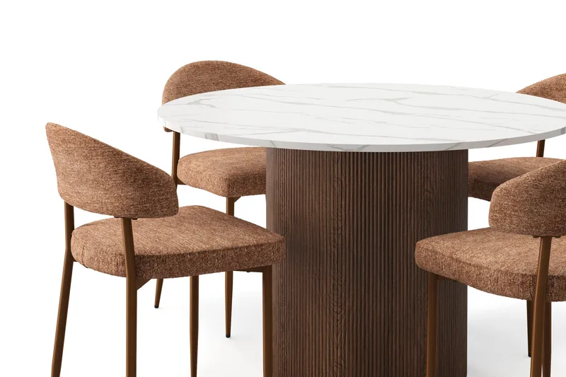 Uppveda Matbord 120 cm Rund med 4 st Jairam Matstolar - Brun - Products - Möbler - Bord & matgrupp - Matgrupp