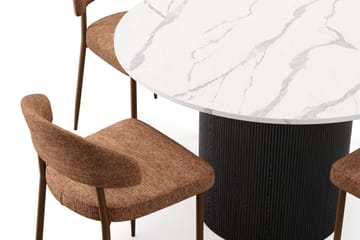 Uppveda Matbord 120 cm Rund med 4 st Jairam Matstolar - Svart/Vit - Products - Möbler - Bord & matgrupp - Matgrupp