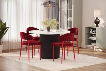 Uppveda Matbord 120 cm Rund med 4 st Jairam Matstolar - Svart/Vit - Products - Möbler - Bord & matgrupp - Matgrupp