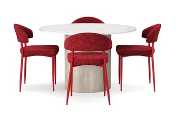 Uppveda Matbord 120 cm Rund med 4 st Jairam Matstolar - Vit - Products - Möbler - Bord & matgrupp - Matgrupp