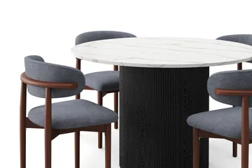 Uppveda Matbord 120 cm Rund med 4 st Jaiveer Matstolar - Svart/Vit - Products - Möbler - Bord & matgrupp - Matgrupp