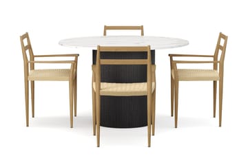 Uppveda Matbord 120 cm Rund med 4 st Jamna Karmstolar - Svart/Vit - Products - Möbler - Bord & matgrupp - Matgrupp