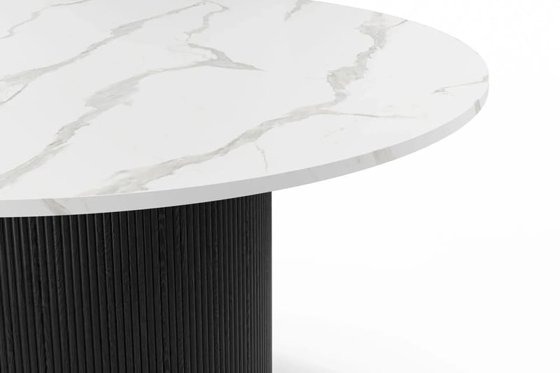 Uppveda Matbord 120 cm Runt Svart med 4 Sawako Greige Stolar - Svart/Vit/Greige - Products - Möbler - Bord & matgrupp - Matgrupp