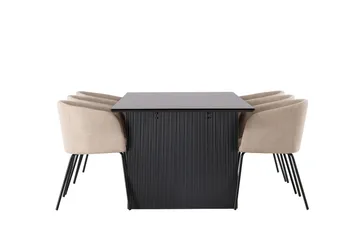 Vail Matgrupp 200 cm Rektangulär med 6 Berit stolar - Beige - Products - Möbler - Bord & matgrupp - Matgrupp