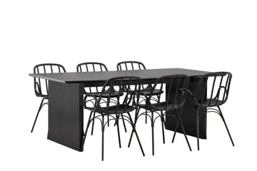 Vail Matgrupp 200 cm Rektangulär med 6 Dyrön stolar - Svart - Products - Möbler - Bord & matgrupp - Matgrupp