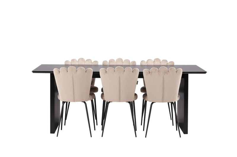 Vail Matgrupp 200 cm Rektangulär med 6 Limhamn stolar - Beige - Products - Möbler - Bord & matgrupp - Matgrupp